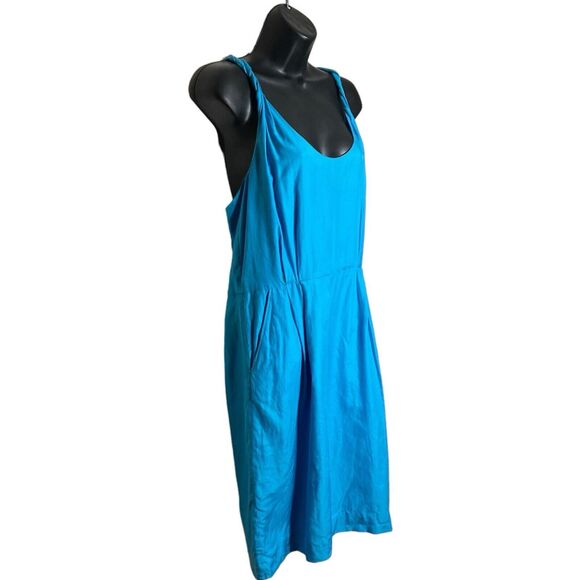 Banana Republic Dress Womens 8 Blue Silk Blend Scoop Neck Knee Length Strappy - Picture 4 of 10